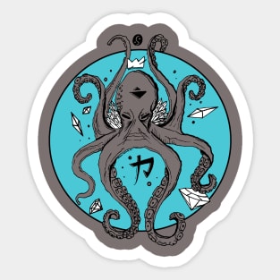 Blue Grey Crown Octopus Sticker